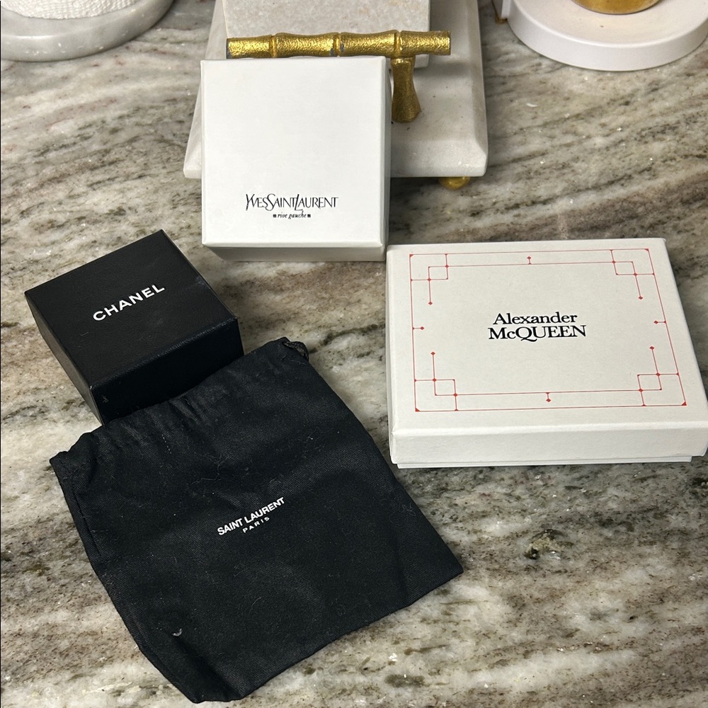 Chanel, Alexander McQueen, YSL, Saint Laurent gift boxes and dust bag